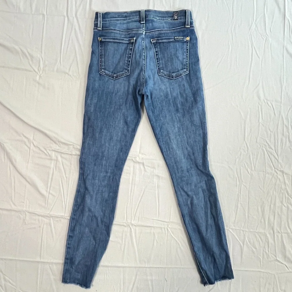 7 For All Mankind The Ankle Skinny‎ Jeans Womens 25 Blue Denim Cotton Stretch